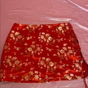 “Midnight Chinatown Satin Skirt”